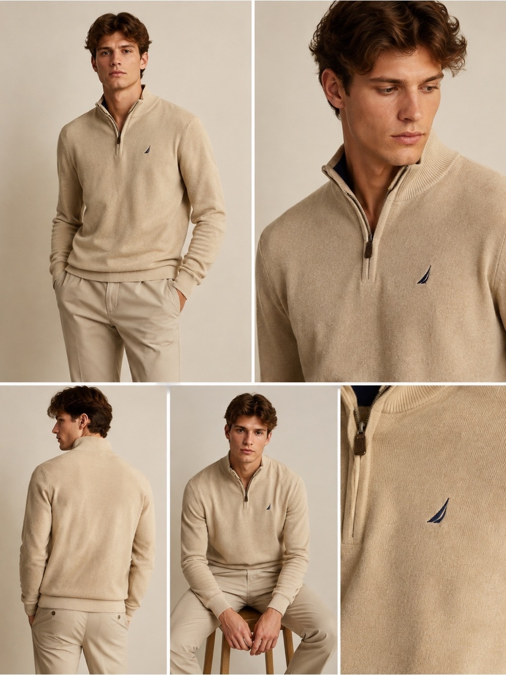 Nautica Quarter Zip Sweater | Men’s Small |Cotton Preppy Quiet Luxury Golf